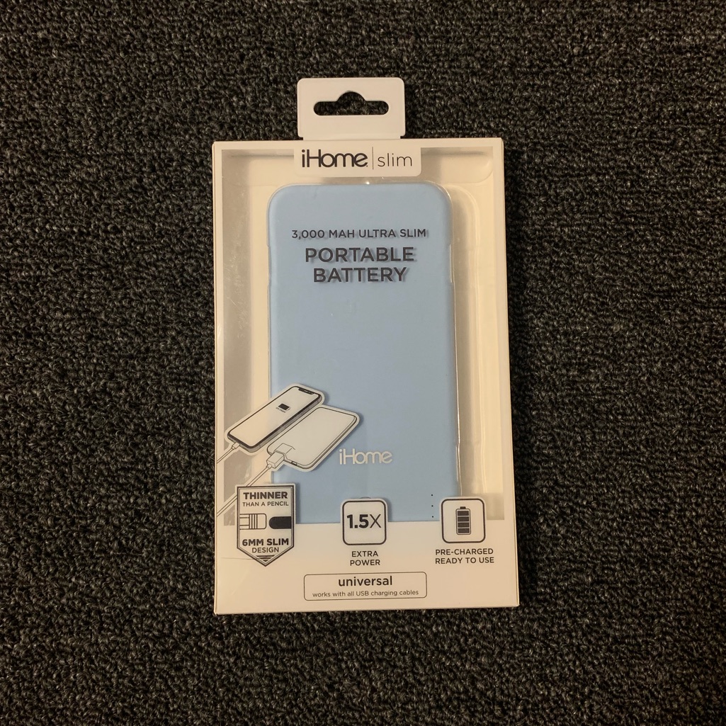 Ihome Slim Ultra Slim Portable Battery Blue
